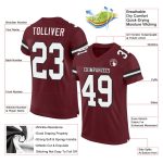 Custom Name Number Football Jersey, Personalized Burgundy White-Black Mesh Authentic Design Personalized Burgundy White-Black