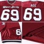 Custom Throwback Football Jersey with Personalized Name and Number, Burgundy White-Black Mesh, Authentic Team Gear Personalized