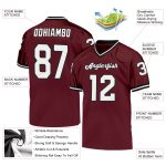 Custom Throwback Football Jersey with Personalized Name and Number, Burgundy White-Black Mesh, Authentic Team Gear Personalized