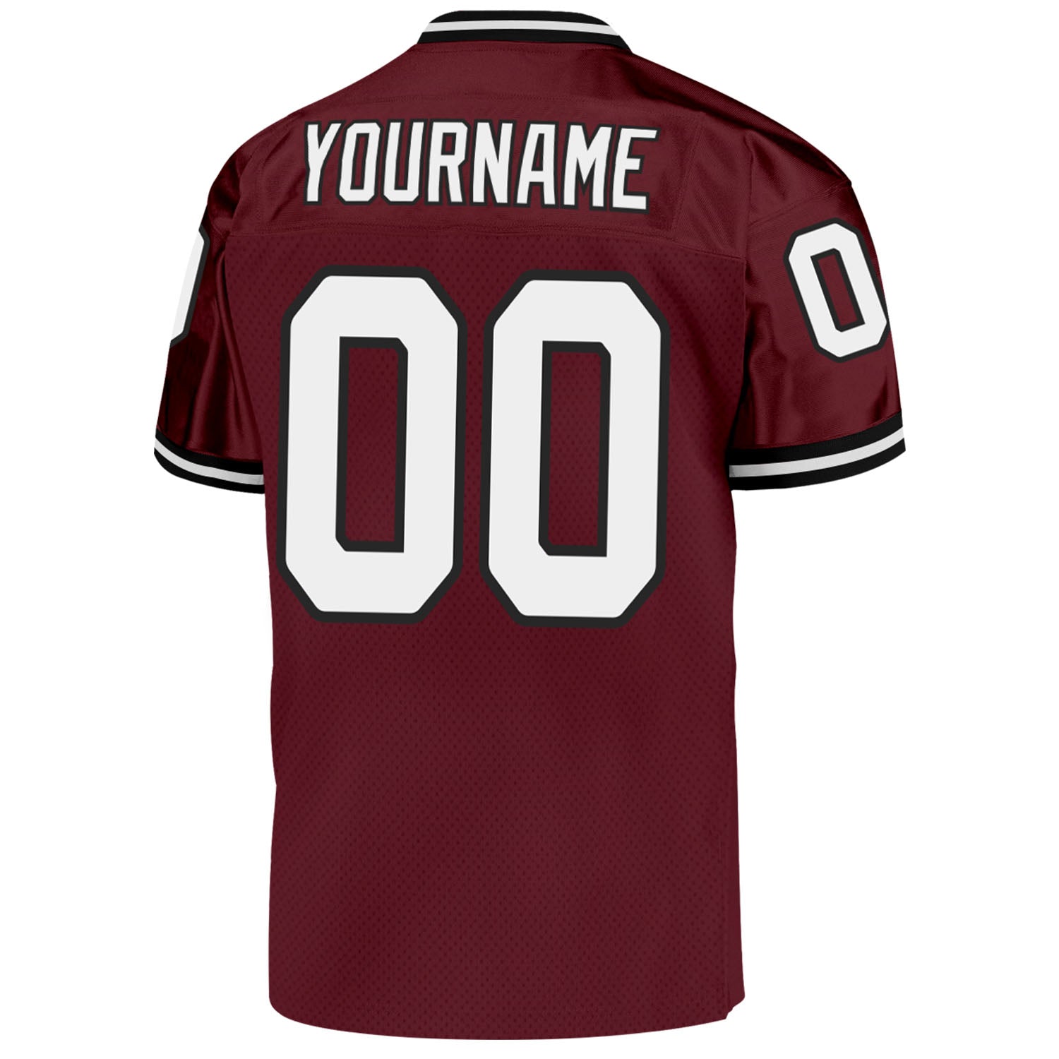 Personalized Burgundy White-Black Mesh Authentic Throwback Football Jersey Team Custom Name and Number Custom Throwback Football Jersey with Personalized Name and Number, Burgundy White-Black Mesh, Authentic Team Gear Personalized - Image 3