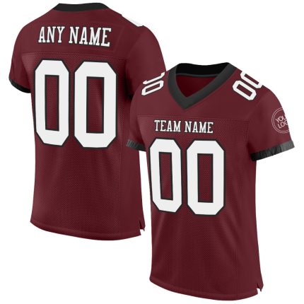 Personalized Burgundy Mesh Football Jersey with White and Black Details - Size 2 Personalized Burgundy White-Black Mesh Football