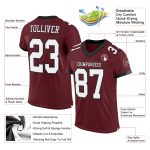 Personalized Burgundy Mesh Football Jersey with White and Black Details - Size 2 Personalized Burgundy White-Black Mesh Football