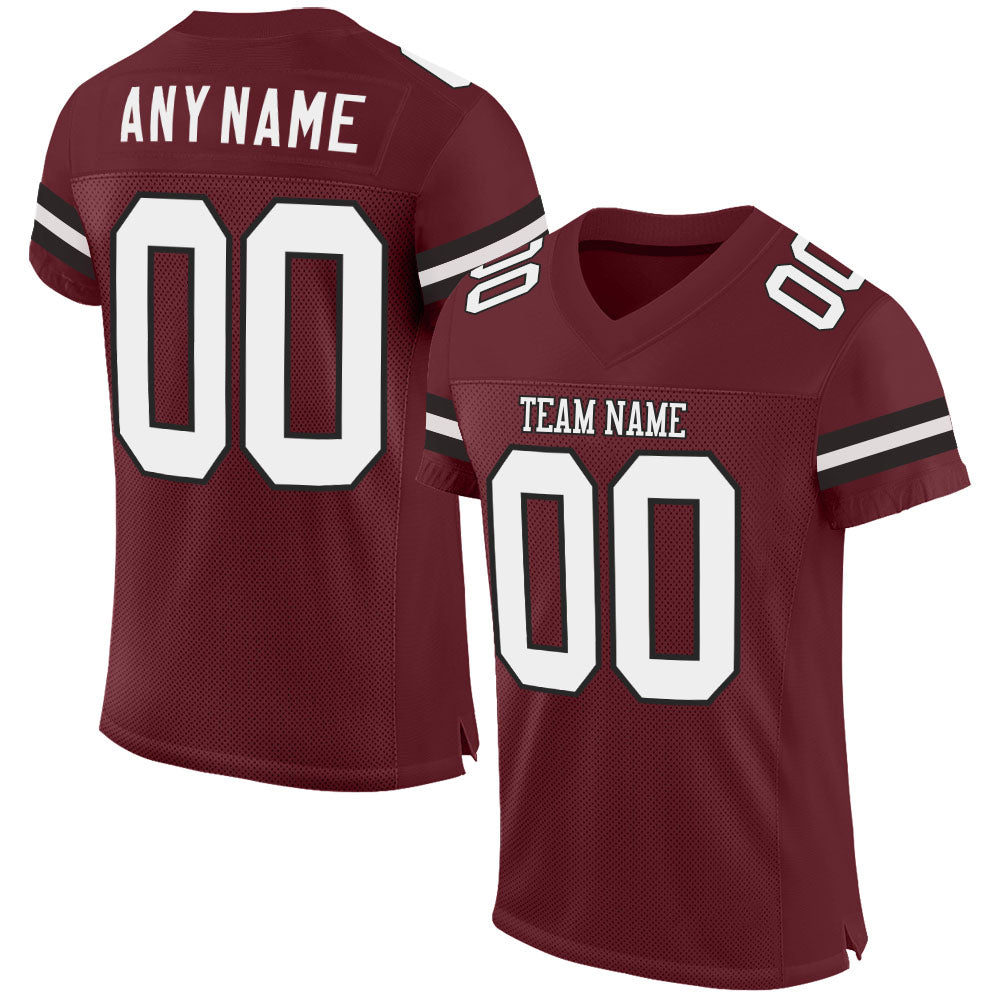 Personalized Burgundy Black White Mesh Football Jersey for Custom Team Apparel Personalized Burgundy White-Black Mesh Football