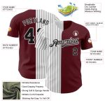 Custom Split Fashion Baseball Jersey with Personalized Name & Number - Burgundy White-Black Pinstripe Design Personalized