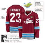 Personalized Burgundy and Blue Hockey Jersey for Men and Women - Custom Sports Apparel Personalized Burgundy White-Blue Hockey