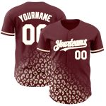 Personalized 3D Leopard Print Burgundy White-Cream Fashion Baseball Jersey Personalized Burgundy White-Cream 3D Leopard Print
