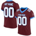 Personalized Burgundy White Electric Blue Mesh Football Jersey for Men and Women Personalized Burgundy White-Electric Blue