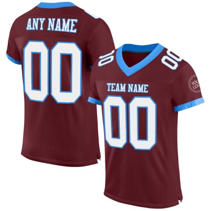 Personalized Burgundy White Electric Blue Mesh Football Jersey for Men and Women Personalized Burgundy White-Electric Blue