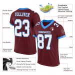 Personalized Burgundy White Electric Blue Mesh Football Jersey for Men and Women Personalized Burgundy White-Electric Blue