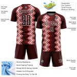 Personalized Burgundy White Geometric Soccer Uniform Jersey - Custom Sublimation Jersey Personalized Burgundy White Geometric