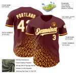 Custom Leopard Print Baseball Jersey with 3D Pattern, Personalized Burgundy and White-Gold Design, Team Name and Number Personalized