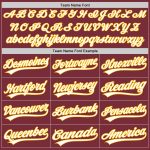 Personalized Burgundy White Gold Baseball Jersey for Men and Women Personalized Burgundy White-Gold Baseball Jersey