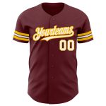 Custom Burgundy White Gold Baseball Jersey for Personalized Sports Gear Personalized Burgundy White-Gold Baseball Jersey
