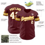 Custom Burgundy White Gold Baseball Jersey for Personalized Sports Gear Personalized Burgundy White-Gold Baseball Jersey