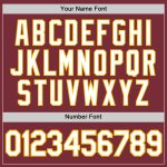 Personalized Burgundy White Gold Baseball Jersey for Men and Women Personalized Burgundy White-Gold Baseball Jersey