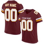 Customizable Burgundy White Gold Football Jersey - Authentic Mesh Design Personalized Burgundy White-Gold Mesh Authentic