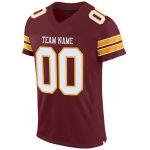 Custom Name and Number Football Jersey - Personalized Burgundy White-Gold Authentic Mesh Team Jersey Personalized Burgundy