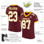 Personalized Burgundy White Gold Football Jersey for Men Women Kids - Custom Mesh Jersey 3 Personalized Burgundy White-Gold