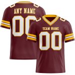 Personalized Football Jersey in Burgundy White-Gold Mesh for Men, Women, and Kids - Customizable Size 4 Personalized Burgundy