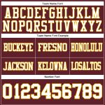 Personalized Football Jersey in Burgundy White-Gold Mesh for Men, Women, and Kids - Customizable Size 4 Personalized Burgundy