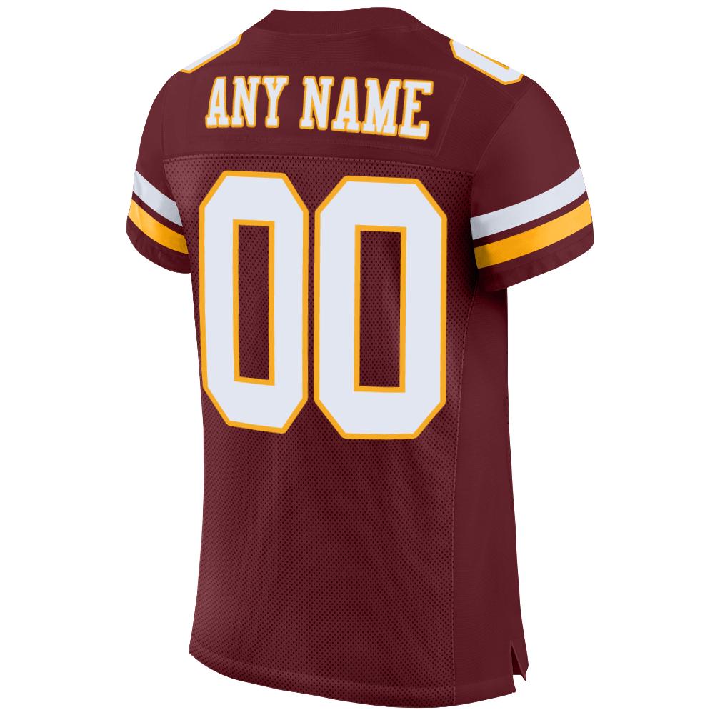 Personalized Burgundy White Gold Football Jersey Mesh Design for Men and Women Personalized Burgundy White-Gold Mesh Football - Image 3