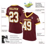 Personalized Throwback Football Jersey in Burgundy and White-Gold Mesh for Custom Style Personalized Burgundy White-Gold