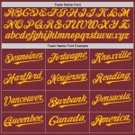 Personalized Baseball Jersey Custom Name Number Burgundy White-Gold Pinstripe Authentic Split Fashion Personalized Burgundy