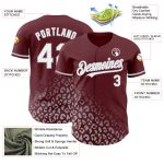 Personalized 3D Leopard Print Baseball Jersey in Burgundy White-Gray Fade Design Personalized Burgundy White-Gray 3D Leopard