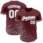 Custom Leopard Print Baseball Jersey with Burgundy White-Gray 3D Design | Authentic Team Jerseys with Personalized Name & Number