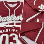 Personalized Burgundy White Gray Baseball Jersey for Men and Women Personalized Burgundy White-Gray Baseball Jersey