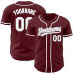 Personalized Burgundy White Gray Baseball Jersey for Men and Women Personalized Burgundy White-Gray Baseball Jersey