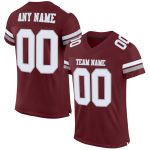 Personalized Burgundy White Gray Authentic Football Jersey Mesh Design Personalized Burgundy White-Gray Mesh Authentic Football