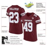 Personalized Burgundy White Gray Authentic Football Jersey Mesh Design Personalized Burgundy White-Gray Mesh Authentic Football