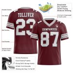 Custom Burgundy White Gray Mesh Football Jersey - Personalized Team Jersey 3 Personalized Burgundy White-Gray Mesh Football