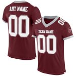 Personalized Burgundy White Gray Football Jersey - Custom Mesh Sports Uniform Personalized Burgundy White-Gray Mesh Football