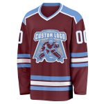 Custom Burgundy and Light Blue Hockey Jersey - Personalized Team Apparel Personalized Burgundy White-Light Blue Hockey Jersey