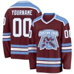 Custom Burgundy and Light Blue Hockey Jersey - Personalized Team Apparel Personalized Burgundy White-Light Blue Hockey Jersey