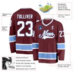 Personalized Burgundy and Light Blue Hockey Jersey for Custom Team Wear Personalized Burgundy White-Light Blue Hockey Jersey