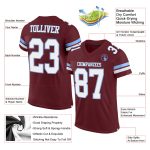 Personalized Burgundy Light Blue Mesh Football Jersey for Custom Team Apparel Personalized Burgundy White-Light Blue Mesh