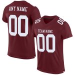Custom Name Number Authentic Football Jersey - Personalized Burgundy White Mesh Team Jersey Personalized Burgundy White Mesh