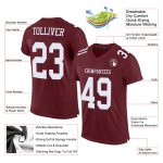 Personalized Burgundy White Football Jersey for Men, Women, Kids - Customizable Mesh Sports Apparel Personalized Burgundy
