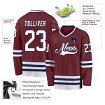 Custom Name and Number Hockey Jersey - Personalized Burgundy White-Navy Team Jersey Personalized Burgundy White-Navy Hockey