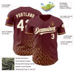 Personalized 3D Leopard Print Fade Baseball Jersey in Burgundy White-Old Gold Fashion Personalized Burgundy White-Old Gold