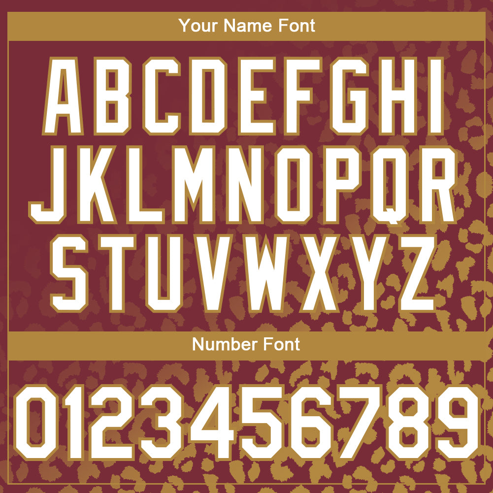 Personalized Burgundy White-Old Gold 3D Pattern Design Leopard Print Fade Fashion Authentic Baseball Jersey Team Custom Name and Number Custom Leopard Print Baseball Jersey with 3D Pattern Design in Burgundy and Old Gold - Personalized Name and Number Personalized - Image 5