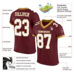 Personalized Football Jersey in Burgundy, White, and Old Gold Mesh - Authentic Design Personalized Burgundy White-Old Gold