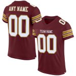 Custom Name Number Burgundy White Old Gold Football Jersey - Personalized Authentic Team Jersey Personalized Burgundy White-Old