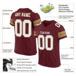 Custom Name Number Burgundy White Old Gold Football Jersey - Personalized Authentic Team Jersey Personalized Burgundy White-Old