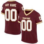 Custom Team Football Jersey - Personalized Burgundy and White Old Gold Mesh with Name & Number Personalized Burgundy White-Old