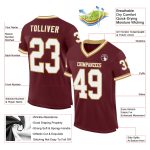 Custom Team Football Jersey - Personalized Burgundy and White Old Gold Mesh with Name & Number Personalized Burgundy White-Old