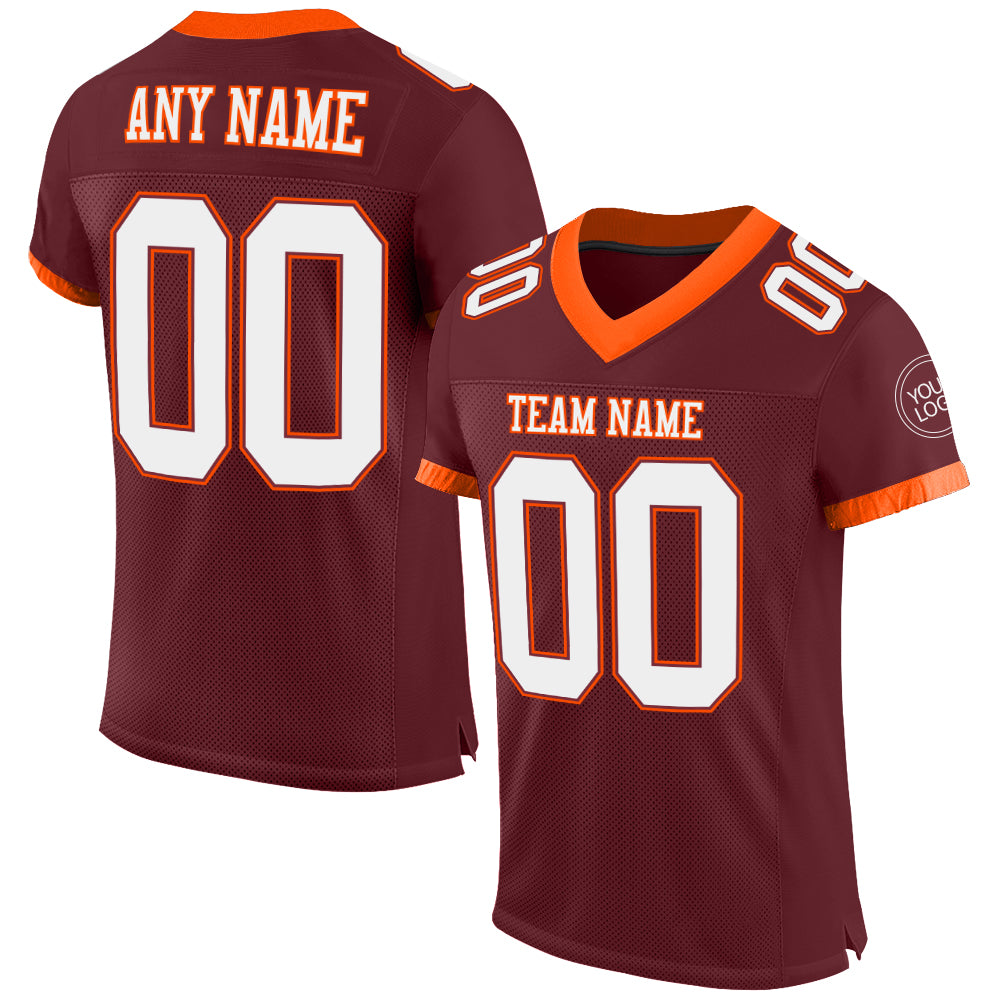 Personalized Burgundy and White-Orange Mesh Authentic Football Jersey Personalized Burgundy White-Orange Mesh Authentic Football